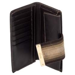 Pre Owned محفظة غوتشي ويب جلد وكانفاس جي جي سوبريم بيج/بني