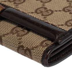 Gucci Beige/Brown GG Canvas and Leather Bamboo Continental Wallet