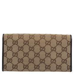 Gucci Beige/Brown GG Canvas and Leather Bamboo Continental Wallet