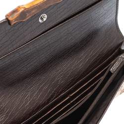 Gucci Beige/Brown GG Canvas and Leather Bamboo Continental Wallet