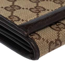 Gucci Beige/Brown GG Canvas and Leather Bamboo Continental Wallet