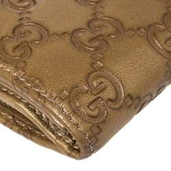 Pre Owned Gucci Metallic Beige Guccissima Leather Abbey D Ring Continental Wallet