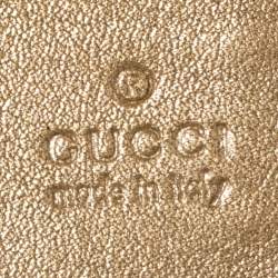 Pre Owned Gucci Metallic Beige Guccissima Leather Abbey D Ring Continental Wallet