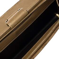 Pre Owned Gucci Metallic Beige Guccissima Leather Abbey D Ring Continental Wallet