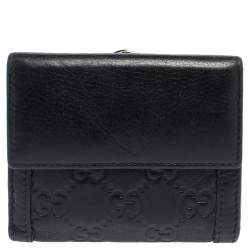 Pre Owned محفظة غوتشي شارلوت جلد غوتشيسيما أسود مضغوطة