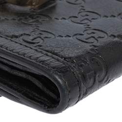 Pre Owned محفظة غوتشي شارلوت جلد غوتشيسيما أسود مضغوطة