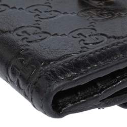 Pre Owned محفظة غوتشي شارلوت جلد غوتشيسيما أسود مضغوطة