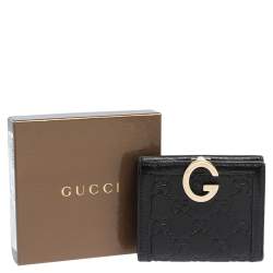 Pre Owned محفظة غوتشي شارلوت جلد غوتشيسيما أسود مضغوطة
