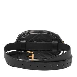 Pre Owned Gucci Black Matelassé Leather GG Marmont Belt Bag
