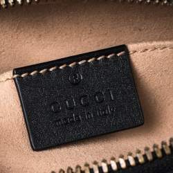 Pre Owned Gucci Black Matelassé Leather GG Marmont Belt Bag