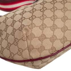 Pre Owned Gucci Beige/Red GG Canvas and Leather Vintage Web Medium Messenger Bag