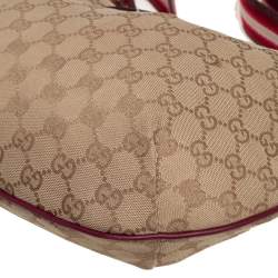 Pre Owned Gucci Beige/Red GG Canvas and Leather Vintage Web Medium Messenger Bag