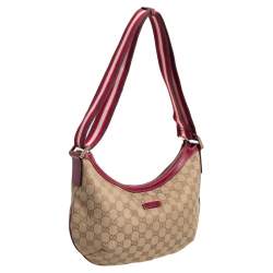 Pre Owned Gucci Beige/Red GG Canvas and Leather Vintage Web Medium Messenger Bag