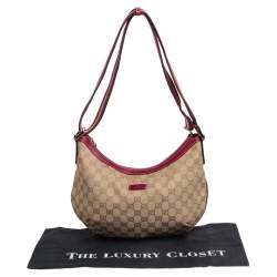 Pre Owned Gucci Beige/Red GG Canvas and Leather Vintage Web Medium Messenger Bag
