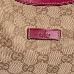 Pre Owned Gucci Beige/Red GG Canvas and Leather Vintage Web Medium Messenger Bag