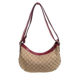 Pre Owned Gucci Beige/Red GG Canvas and Leather Vintage Web Medium Messenger Bag