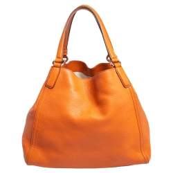 Pre Owned Gucci Orange Pebbled Leather Medium Soho Tote
