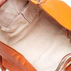 Pre Owned Gucci Orange Pebbled Leather Medium Soho Tote