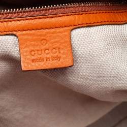 Pre Owned Gucci Orange Pebbled Leather Medium Soho Tote