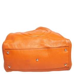 Pre Owned Gucci Orange Pebbled Leather Medium Soho Tote