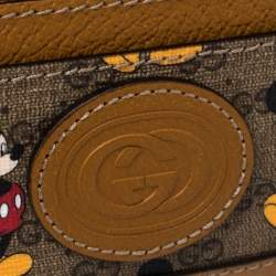Pre Owned Gucci x Disney Beige/Tan GG Supreme Canvas and Leather Mickey Mouse Card Holder