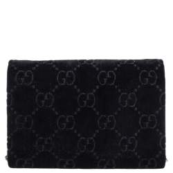 Gucci Black GG Velvet Mini Dionysus Wallet On Chain 