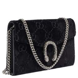 Gucci Black GG Velvet Mini Dionysus Wallet On Chain 