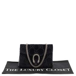 Gucci Black GG Velvet Mini Dionysus Wallet On Chain 