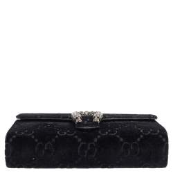 Gucci Black GG Velvet Mini Dionysus Wallet On Chain 