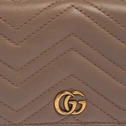 Pre Owned  حافظة بطاقات غوتشي مارمونت GG جلد ماتيلاس وردي