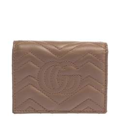 Pre Owned  حافظة بطاقات غوتشي مارمونت GG جلد ماتيلاس وردي