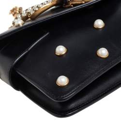 مملوكة مسبقًا Gucci Black Leather Broadway Pearly Bee Shoulder Bag