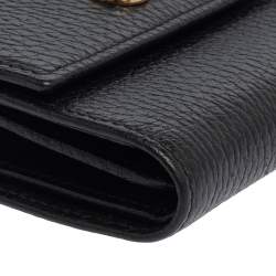 Pre Owned Gucci Black Leather GG Marmont Wallet