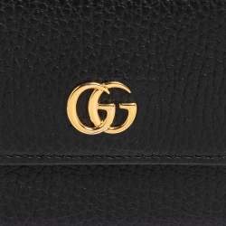 Pre Owned Gucci Black Leather GG Marmont Wallet
