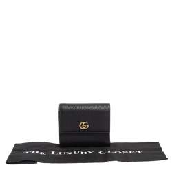 Pre Owned Gucci Black Leather GG Marmont Wallet