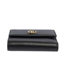 Pre Owned Gucci Black Leather GG Marmont Wallet