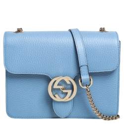 Gucci Marmont medium GG interlocking dark teal blue leather flap shoulder  bag