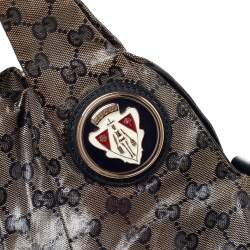 مملوكة مسبقًا Gucci Beige/Black GG Crystal Coated Canvas Hysteria Hobo