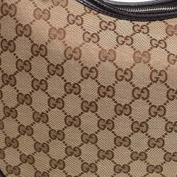 مملوكة مسبقًا Gucci Beige/Black GG Canvas GG Twins Medium Hobo