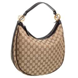 مملوكة مسبقًا Gucci Beige/Black GG Canvas GG Twins Medium Hobo