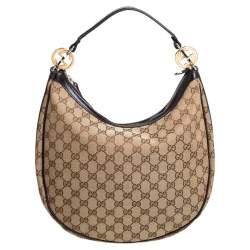 مملوكة مسبقًا Gucci Beige/Black GG Canvas GG Twins Medium Hobo