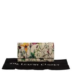 مملوكة مسبقًا محفظة كونتيننتال غوتشي نايس جلد أوف وايت مورد مطبوع