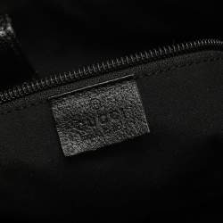 Pre Owned Gucci Black GG Canvas Double Pocket Web Handle Tote