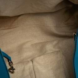 Pre Owned Gucci Blue Pebbled Leather Medium Soho Tote