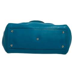 Pre Owned Gucci Blue Pebbled Leather Medium Soho Tote
