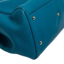 Pre Owned Gucci Blue Pebbled Leather Medium Soho Tote