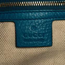 Pre Owned Gucci Blue Pebbled Leather Medium Soho Tote