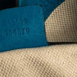 Pre Owned Gucci Blue Pebbled Leather Medium Soho Tote