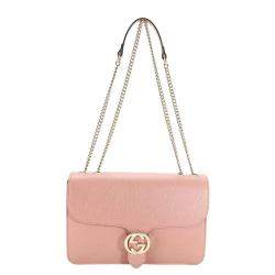 NEW GUCCI Dollar Calfskin Interlocking GG LARGE Leather Shoulder Bag Soft  Pink