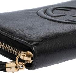 Pre Owned Gucci Black Leather Soho Zip Around Wallet